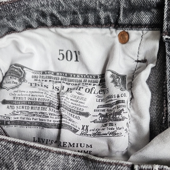 LEVI'S PREMIUM Original 501 black gray wash high waist straight leg crop  jeans - Picture 11 of 13